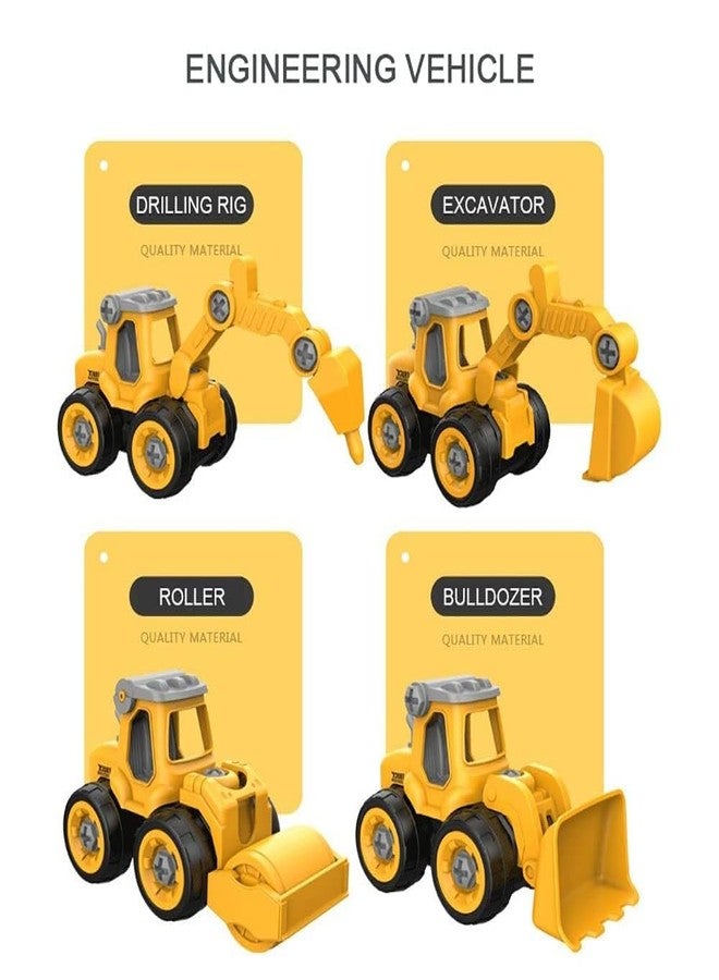 VARIYA ENTERPRISE Unbreakable Construction Vehicles for Kids Pretend Play Toy Trucks Bulldozer Play Set Building Vehicles Set for Kids 3-14 Years Excavator Pack of 4 (DIY 4Set) - Image 2